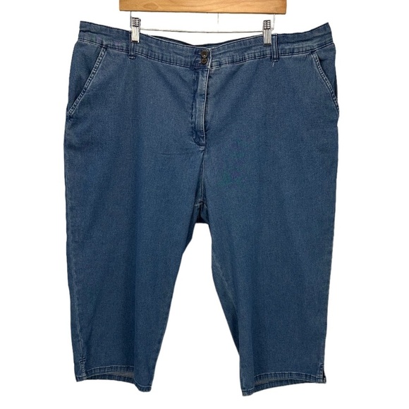 Karen Scott Comfort Waist Denim Zip Front Capri - Blue - size 24W - Picture 1 of 8